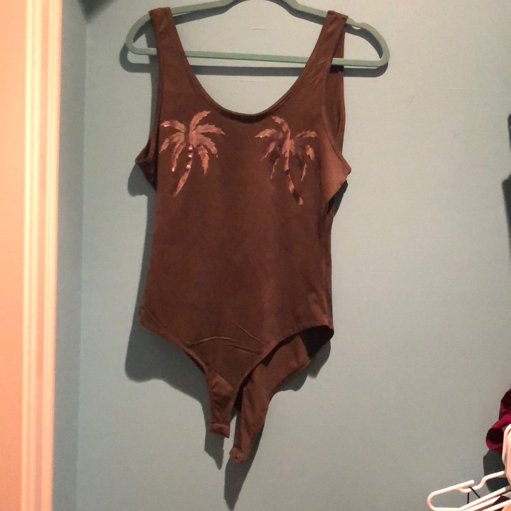 Palm tree suede body suit